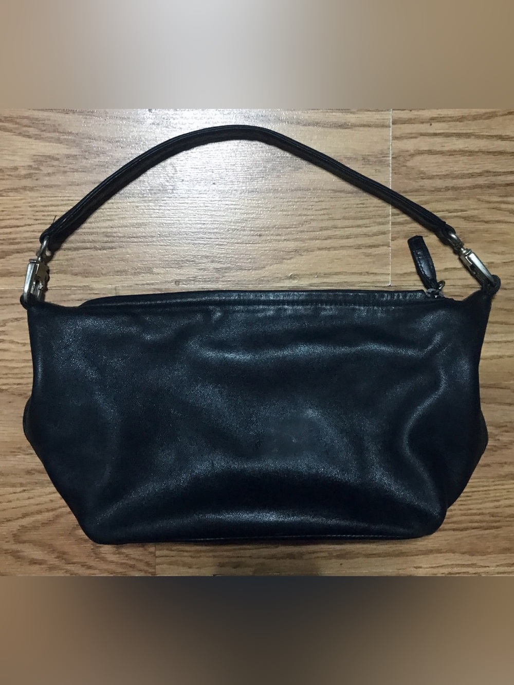 Kenneth Kole New York Retro Shoulder Handbag Purse Black Leather Detached Strap